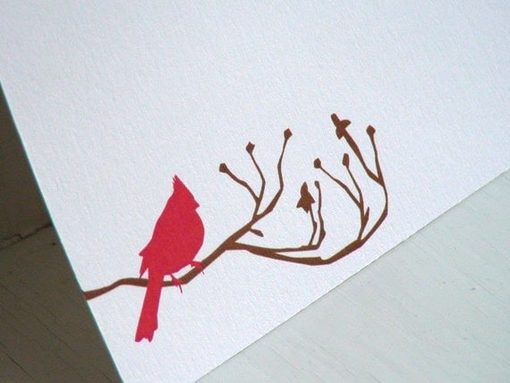 Red Cardinal Personalized Stationery - Thank You Notes - Bird Notecards - Flat Cards - Set of 10
