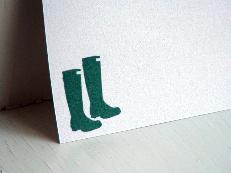 Rain Boots Personalized Stationery - Wellington Note Cards - Thank You Cards - Set of 10