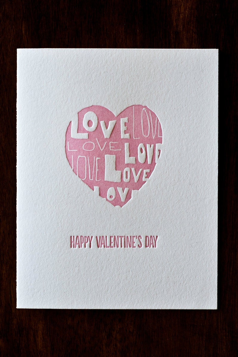Love Heart letterpress card - set of six