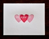 Three Hearts Valentine letterpress card - set of six
