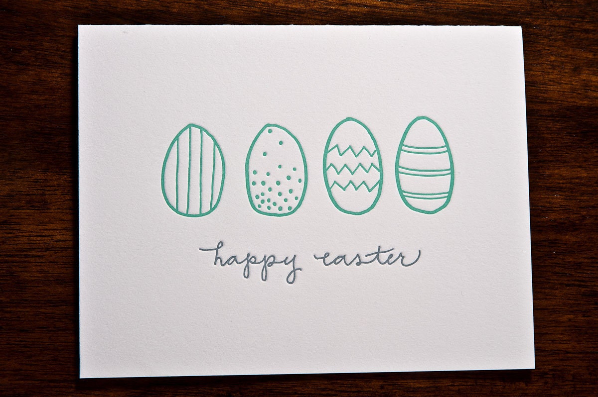 Easter Eggs letterpress card - set of six