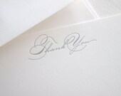 Script Thank You Letterpress Stationery - Set of 6 Flat Notes