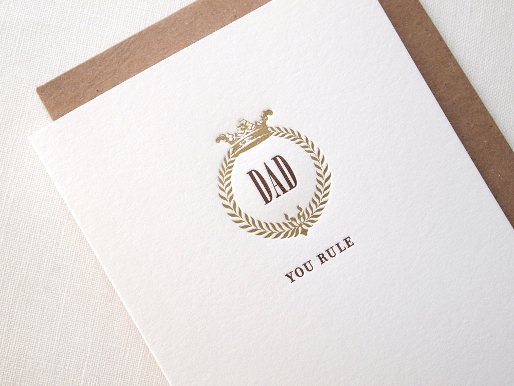 Letterpress Father's Day Card - Wreath and Crown