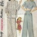 Vintage 1947 Pajamas...Button Front or Midriff Tie Shirt...Long or Short Sleeves...Simplicity 2208 Bust 32 UNCUT
