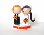 Custom Simple is Sweeter Mini Wedding Cake Topper with Bouquet