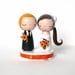 Custom Simple is Sweeter Mini Wedding Cake Topper with Bouquet