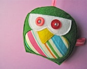 Owl Plush Felt Ornament - Large Dark Green Felt Owl