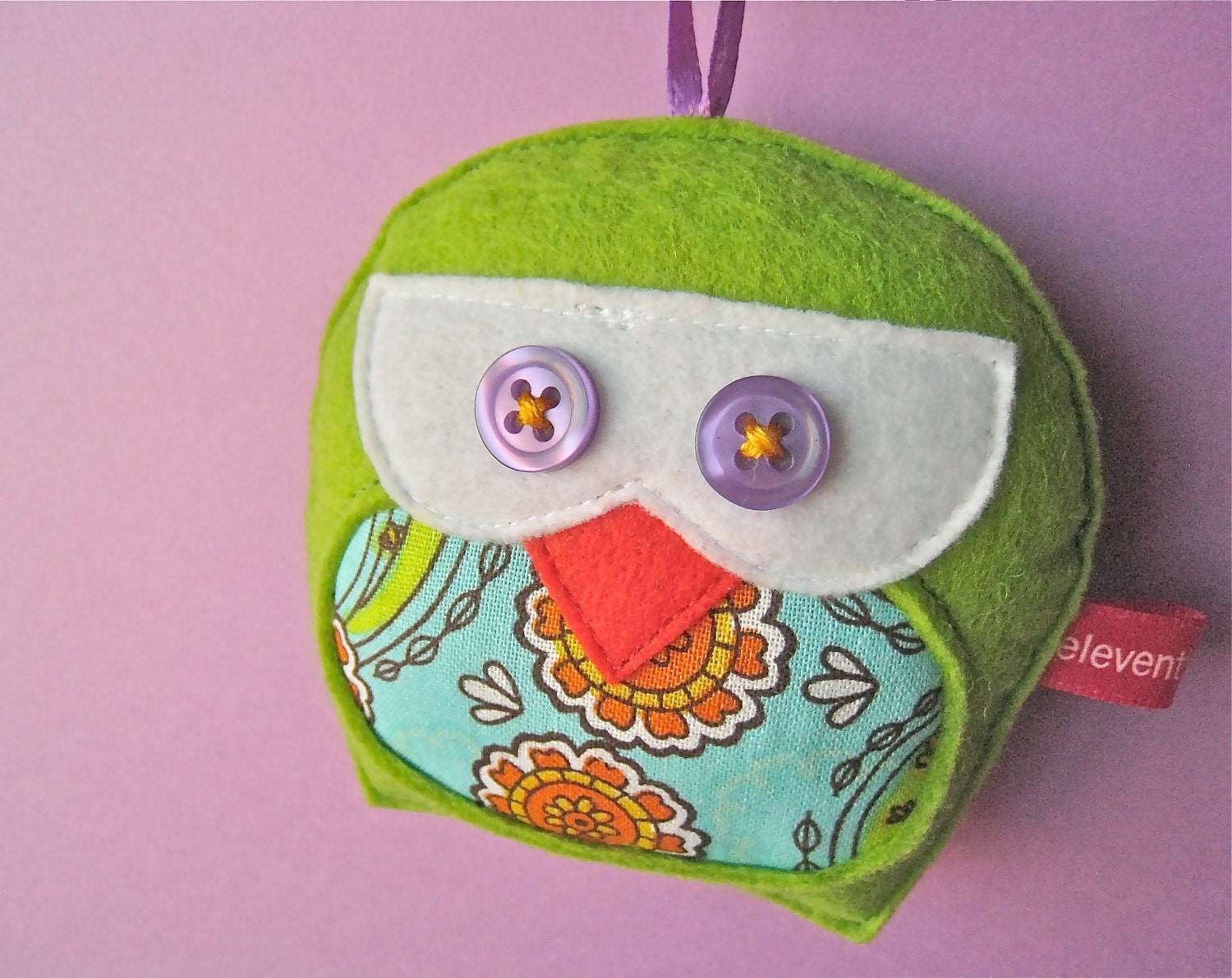 Owl Plush Felt Ornament - Large Light Green Felt Owl