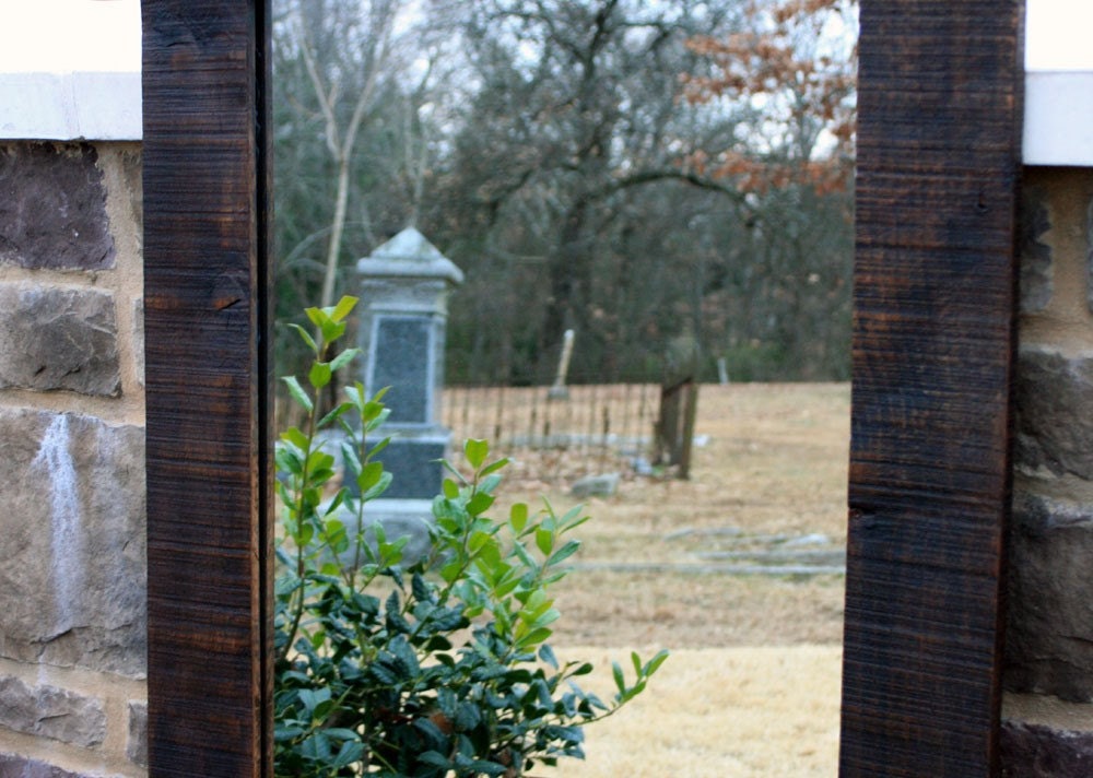 Framed Floor Mirror, Reclaimed Barnwood, Java Finish, 30 x 72 - Handmade