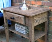 Side Table, Reclaimed Wood, Natural Finish - Handmade