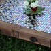 Large Coffee Table, Tile Mosaic, Reclaimed Wood, Rustic Contemporary, Natural Finish - Handmade