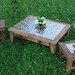 Large Coffee Table, Tile Mosaic, Reclaimed Wood, Rustic Contemporary, Natural Finish - Handmade
