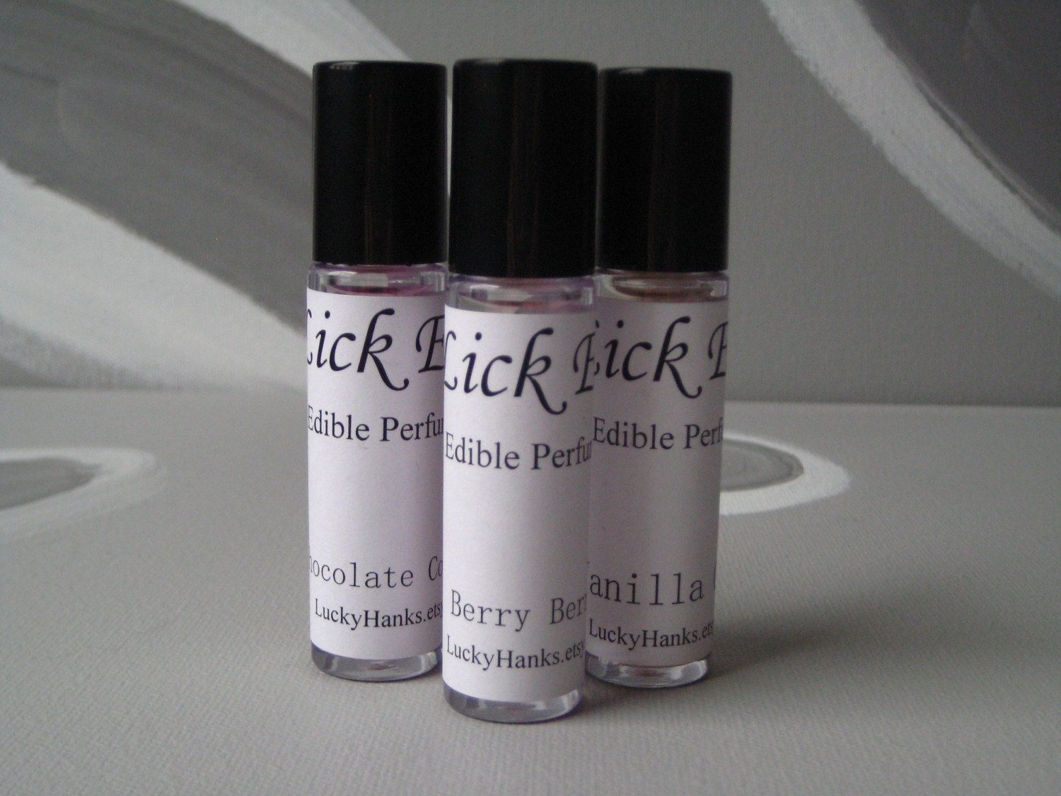 Sale - Lick Em Edible Perfume try all 3 - Vanilla Cake - Chocolate Coconut - Berry Berry