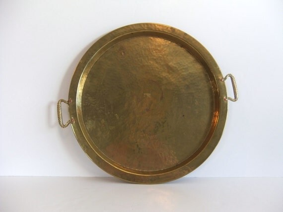 Round Brass Serving Tray by NimblesNook on Etsy