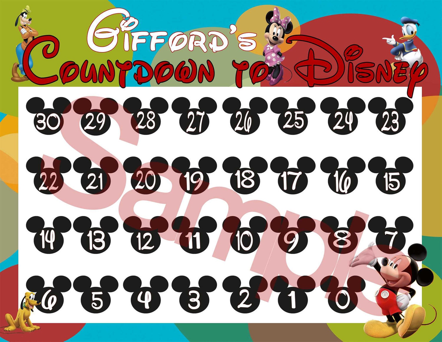 Countdown to Disney CalendarsMickey and by KristysKuteKreations