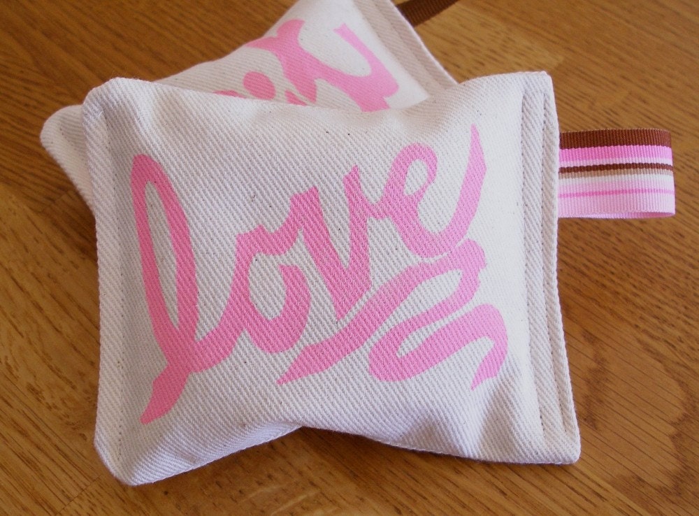 Lavender Sachets - Hand Stamped Love, So In It (Pink)
