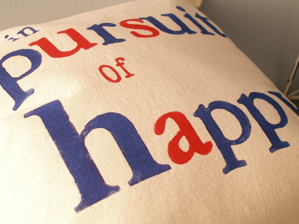 In Pursuit Of Happy Hand Stamped Pillow Cover