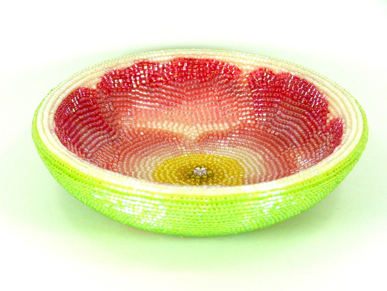 Poppy Flower Bowl Beaded Jewelry Keeper Decorative Trinket Dish