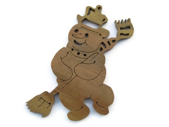 Fretwork Snowman Christmas Holiday Ornament Woodworking Gift Tag