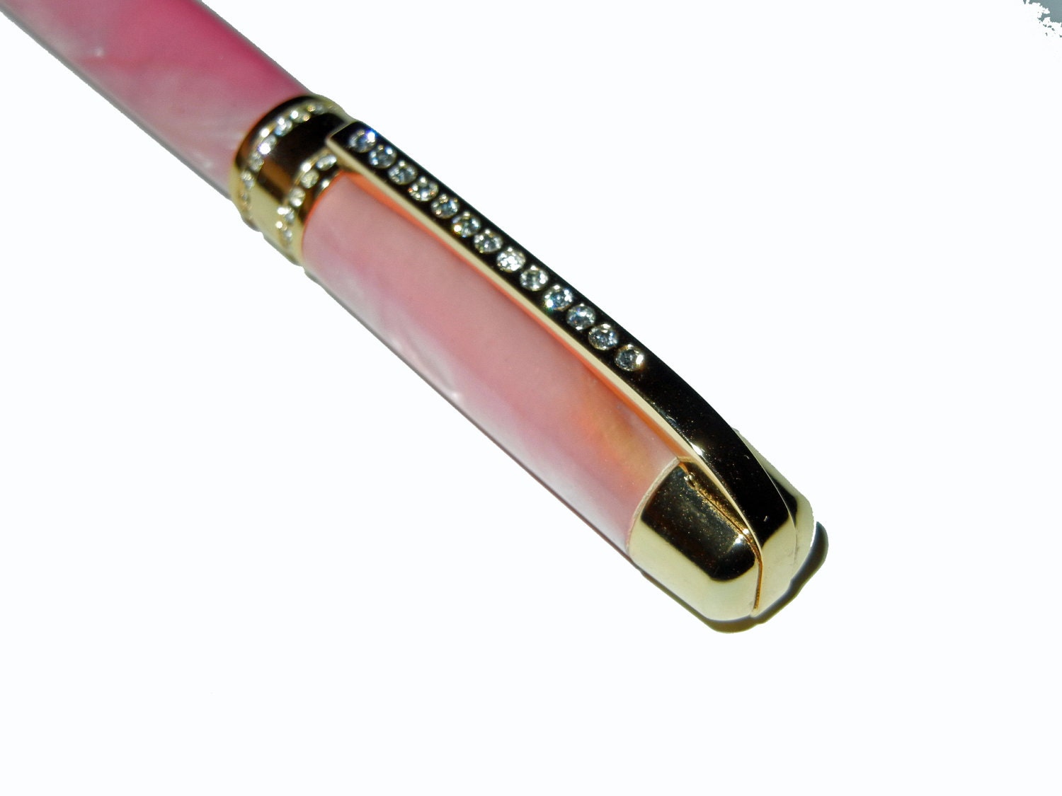 Elegant Pink Lemonade 24kt Gold Feminine Swarovski Crystals Womens Valentine Gift