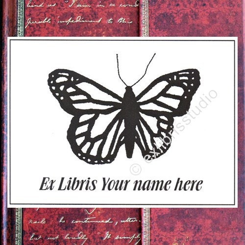 Booklabels Butterfly 25 Personalized Ex Libris Bookplates