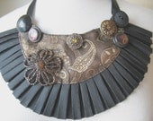 PAISLEY Bib Necklace in Brown and Black   by MaggieGlynn