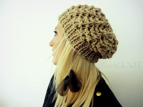 Neutral Lacey Slouchy Hat