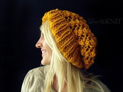 Mustard Lacey Slouchy Hat