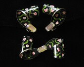 Hand Painted Brooch and Earring Demi Parure, Late 1950's