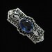 Edwardian Filigree Brooch, Blue Crystal Stone, early 1900's