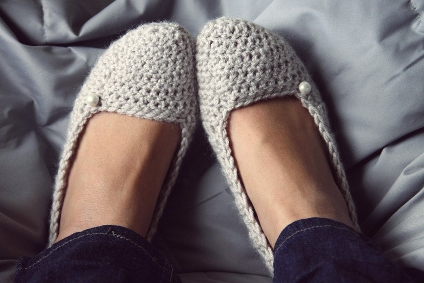 Soft Crochet Slippers in Linen