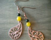 Paisley Earrings with Chartreuse and Green accent beads