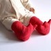Bird Leg Knitted Booties, Handmade Baby Costume - Long and Orange