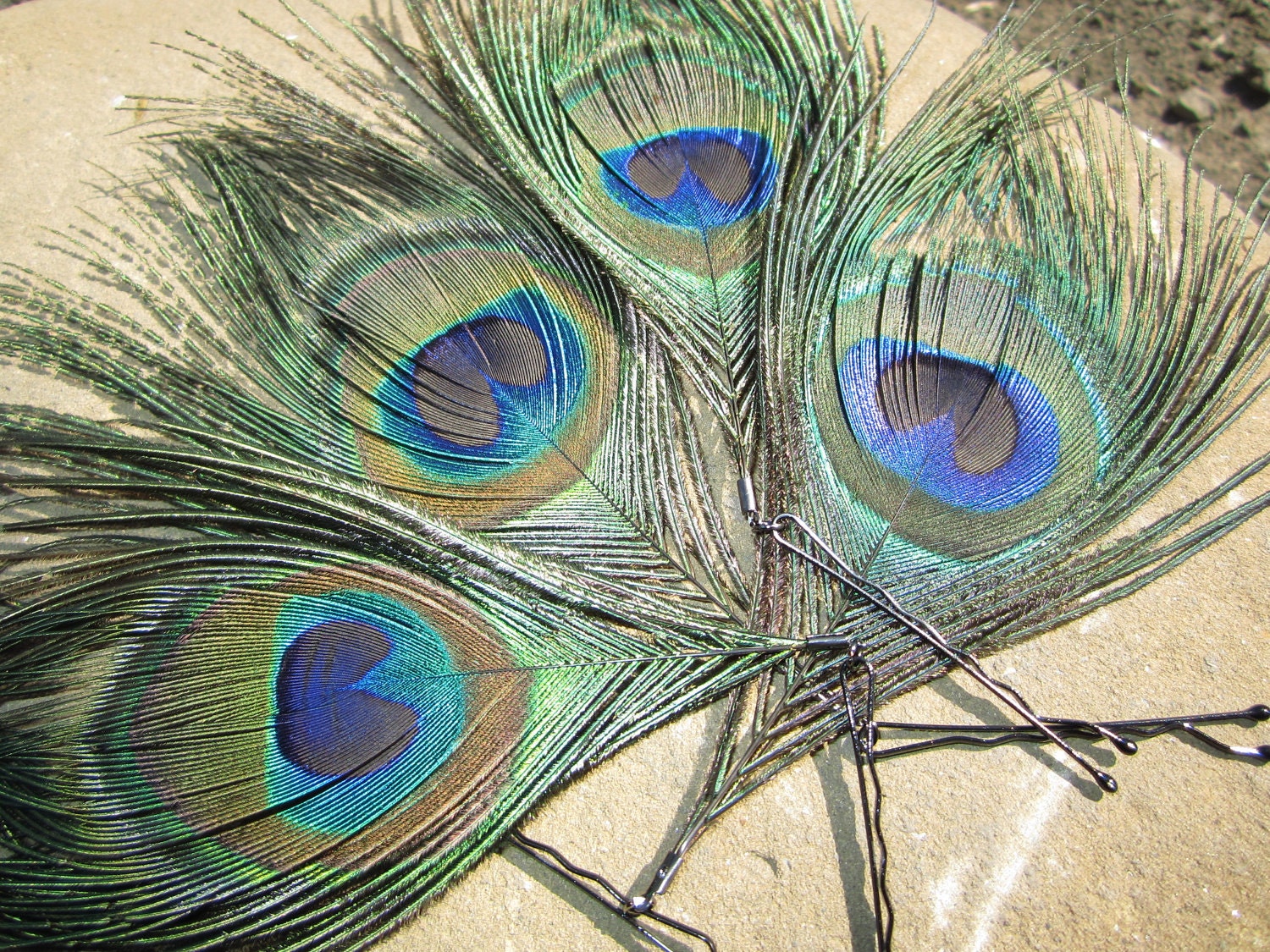 Peacock Feather simple bobby pin hair clip extension
