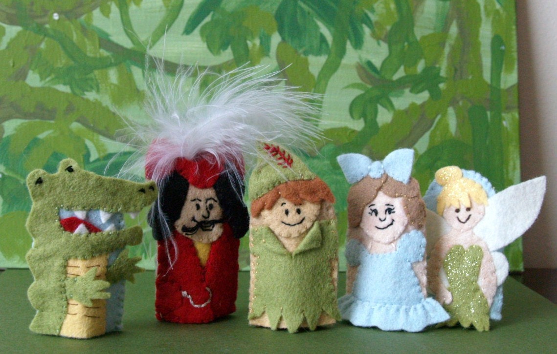 Reserved for Asheley- Peter Pan Finger Puppet Set