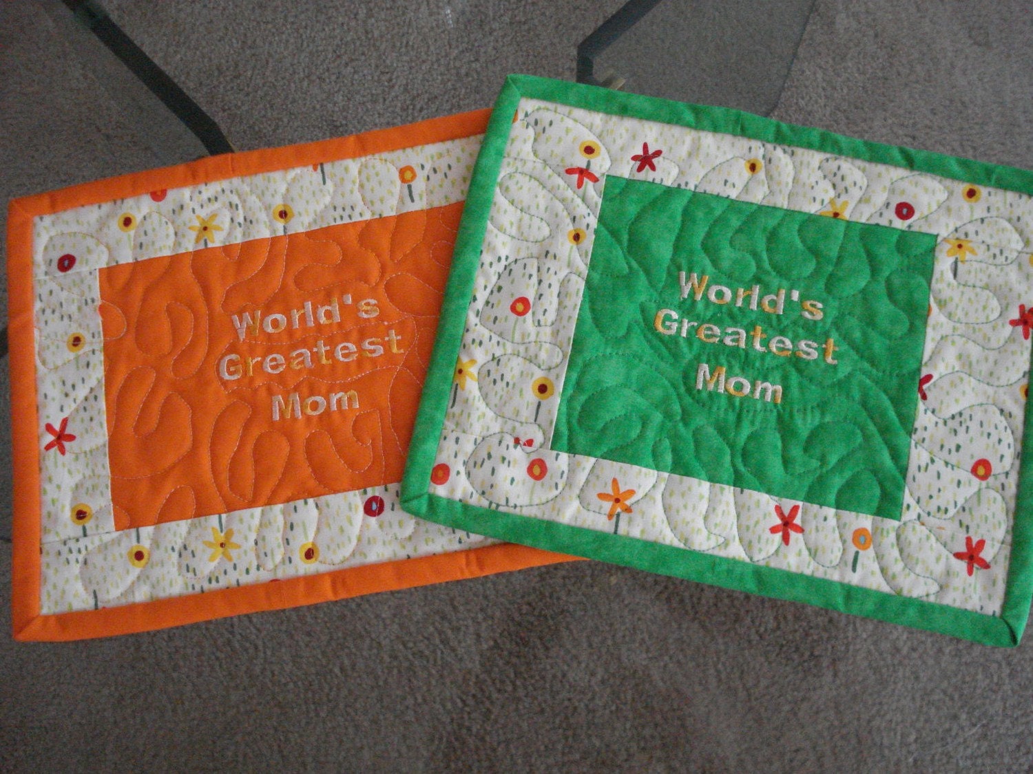Quilted Mug Rug World's Greatest Mom - Set of 2