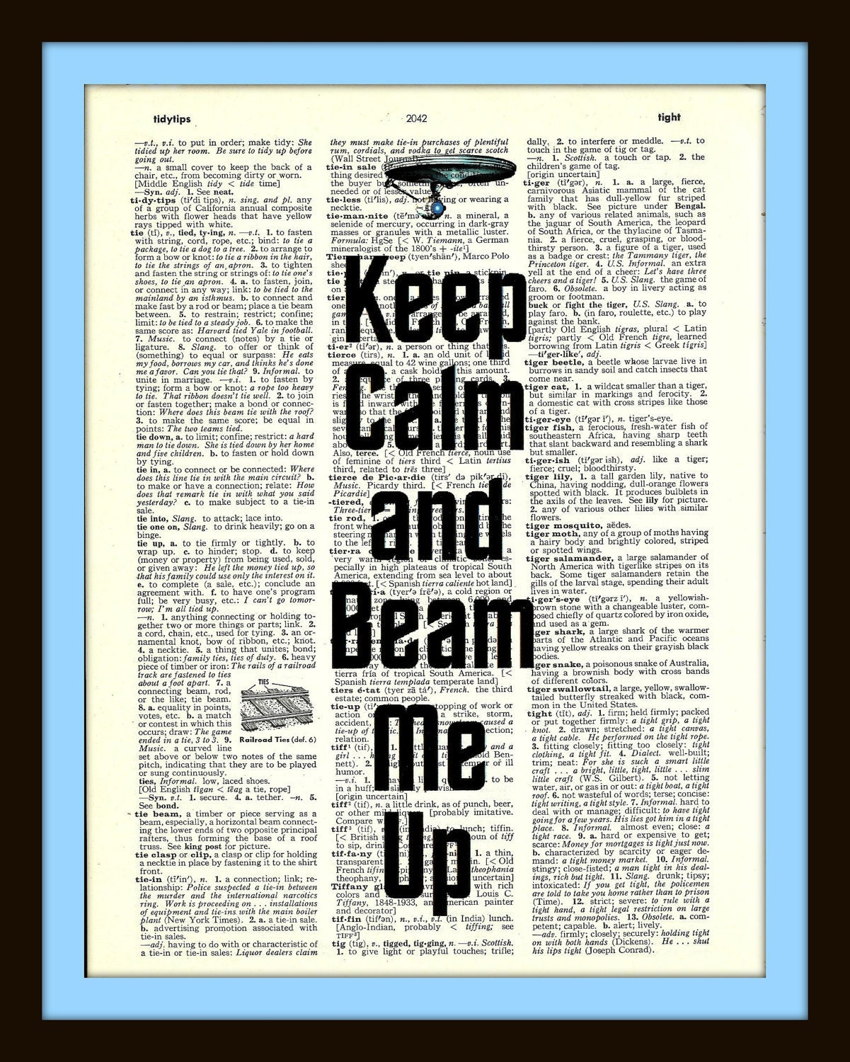 Buy Any 2 Prints Get 1 Free Keep Calm and Beam Me Up Star Trek Vintage Dictionary Art