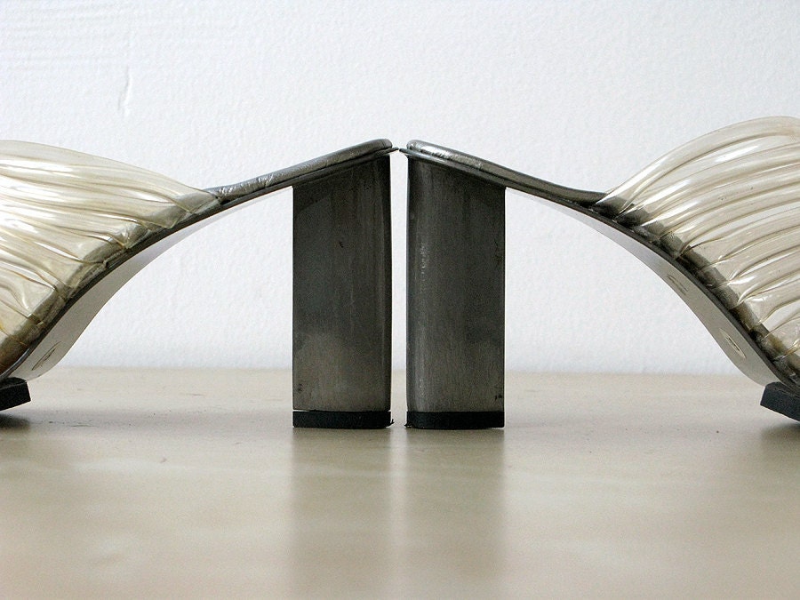 Robert Clergerie Metal and Lucite Tubing Slip On Heels