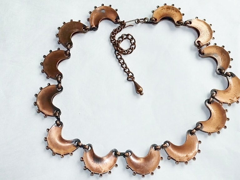 SALE Vintage 1940s Matisse Renoir Copper Necklace Art Deco