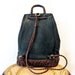 SALE Vintage CEM  Black Genuine Leather Drawstring Backpack Brown Woven Leather Made in Brazil