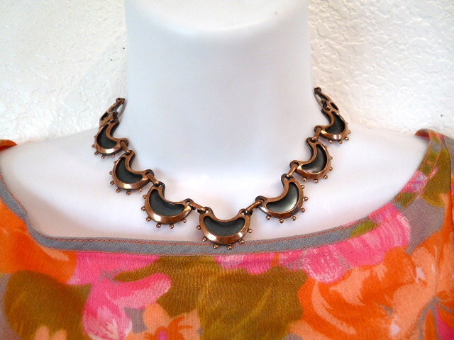SALE Vintage 1940s Matisse Renoir Copper Necklace Art Deco