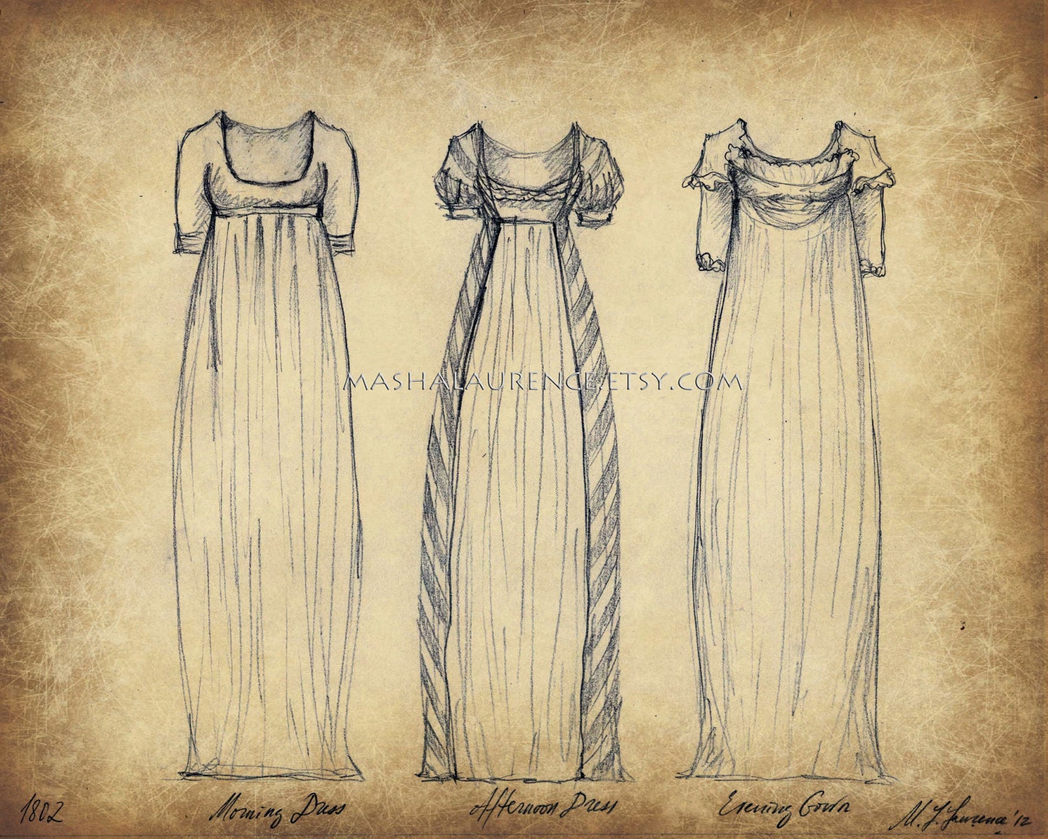 Papyrus Series. Regency fashion art print. 1802.