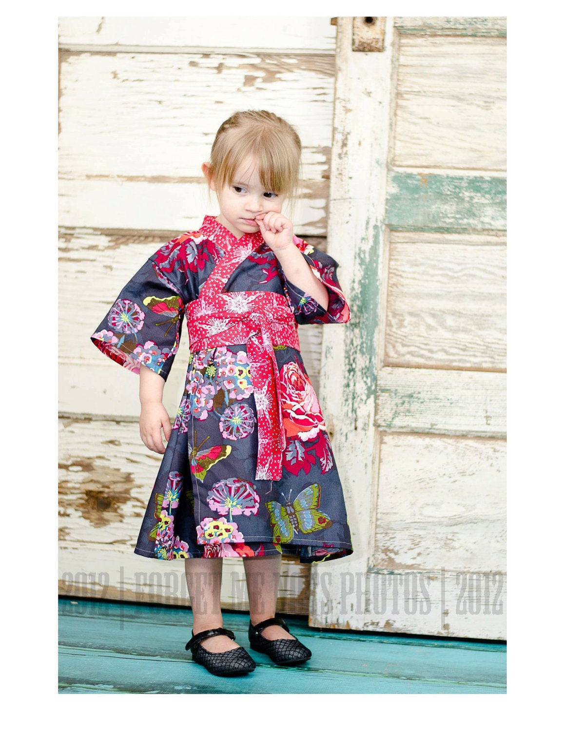 KIMONO DRESS - Nilas Bouquet - sizes 0 through 3T - baby girls toddler easter dress