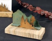 Business Card Holder - Patina Metal and Sand stone - Hiker