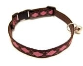 Pink and Brown Argyle Breakaway Cat Collar