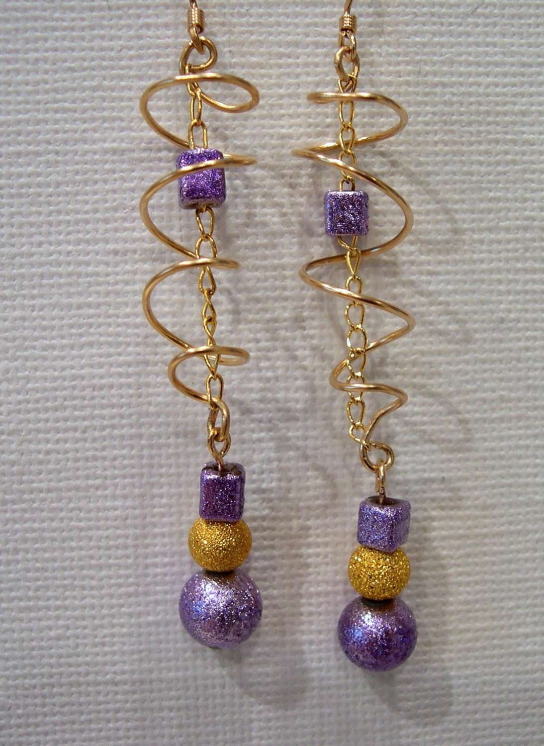 14 kt Gold Filled Purple and Spiral Earrings