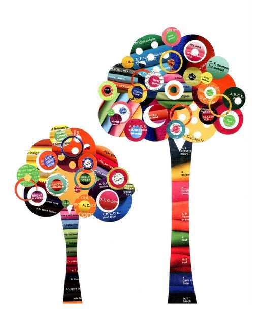 BOGO SALE - Rainbow Full Circle Trees - Bright Multi-colored Circle Trees 8x8 Collage Pop Art Print - Kids Room Decor  - Home Decor