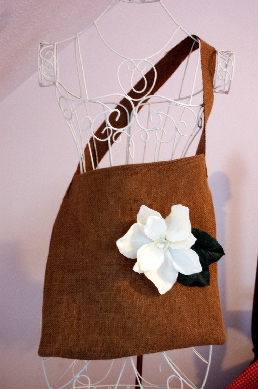 Burlap and Magnolia Tote
