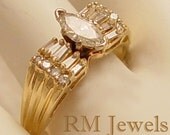 Glorious Marquis Diamond 14Kt Gold Vintage Estate Ring
