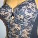Vintage 1950s 1960s Black Matching Bullet Bra and Girdle Set of FRENCH LACE - Size M